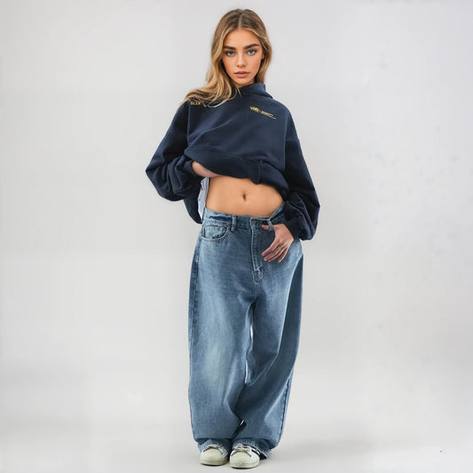 Katoenen hoodie voor dames met kangoeroezak voor koude winterdagen