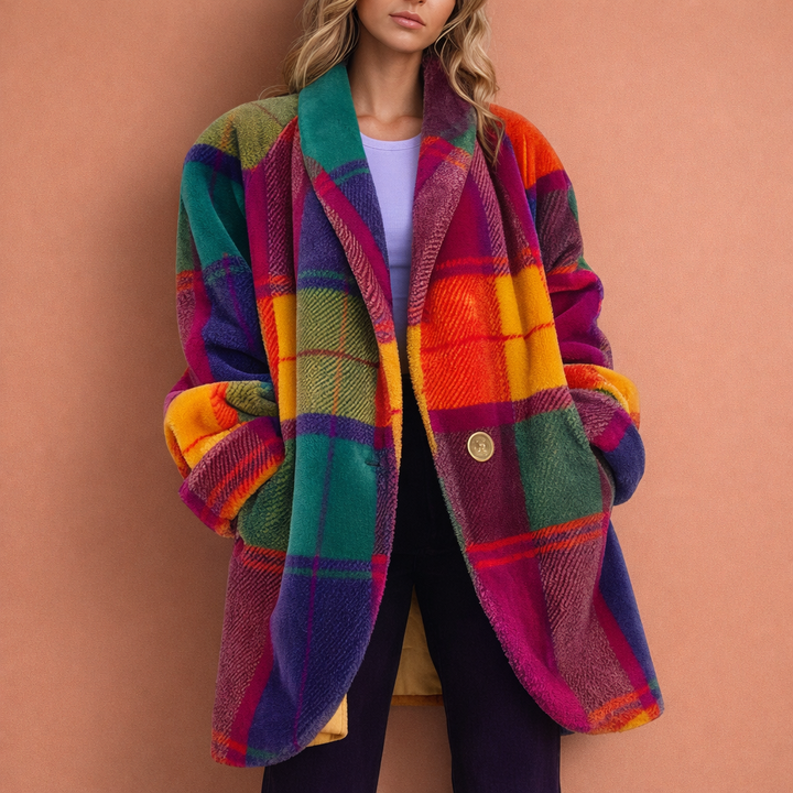 Women's Colorful Lapel Coat with Pockets