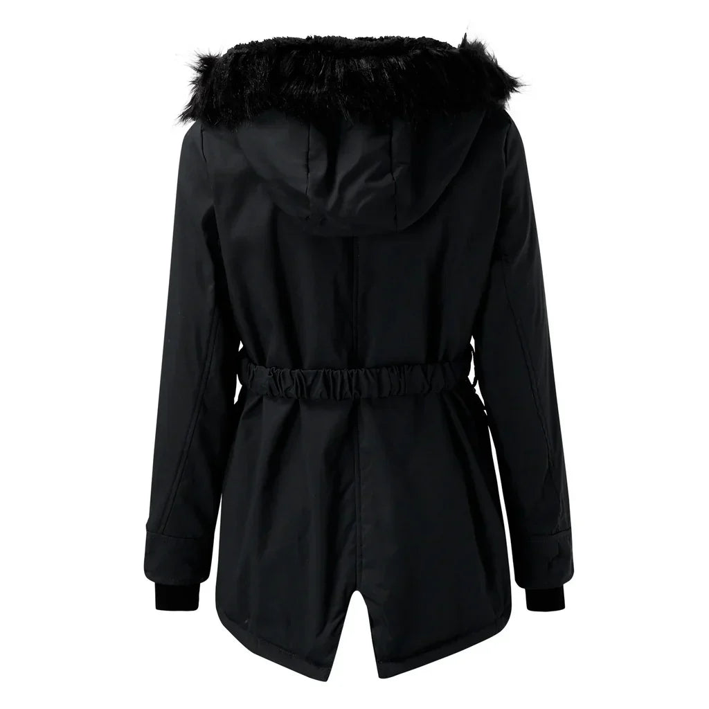 Women's Warm Winter Coat with Hood and Long Fit