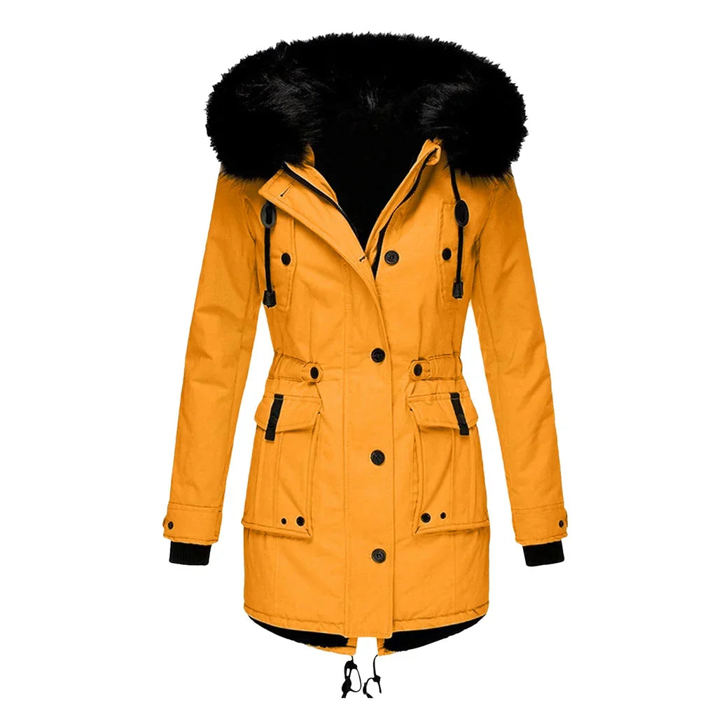 Women's Warm Winter Coat with Hood and Long Fit