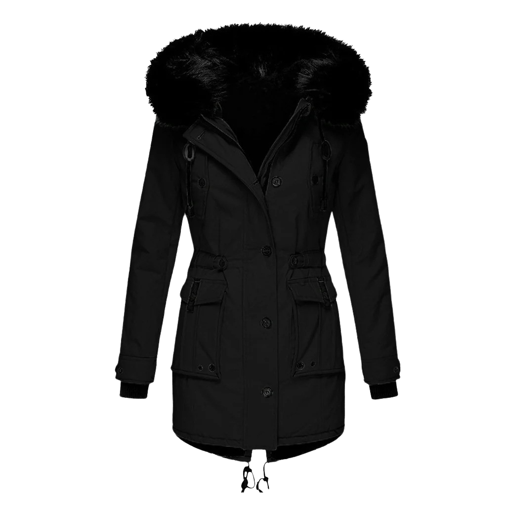 Women's Warm Winter Coat with Hood and Long Fit