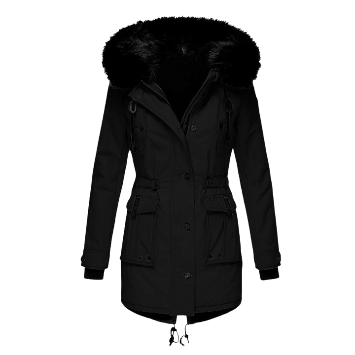 Women's Warm Winter Coat with Hood and Long Fit