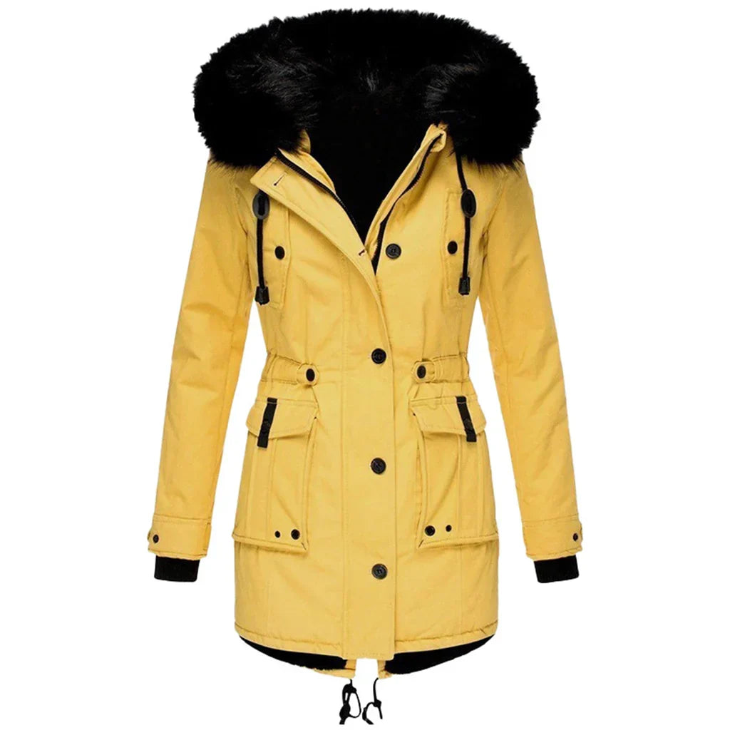 Women's Warm Winter Coat with Hood and Long Fit