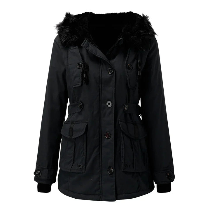 Women's Warm Winter Coat with Hood and Long Fit
