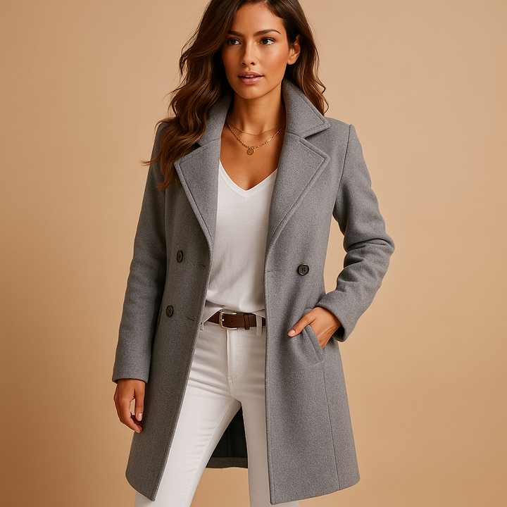 Women’s Tailored Long Trench Coat with Buttons