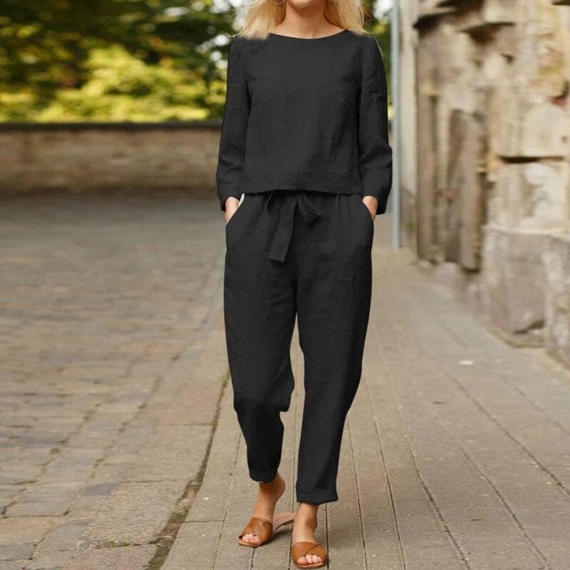 Leila | Women's Long Sleeve Relaxed Fit Two-Piece Outfit
