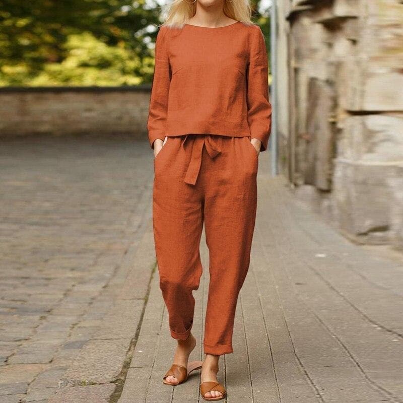 Leila | Women's Long Sleeve Relaxed Fit Two-Piece Outfit