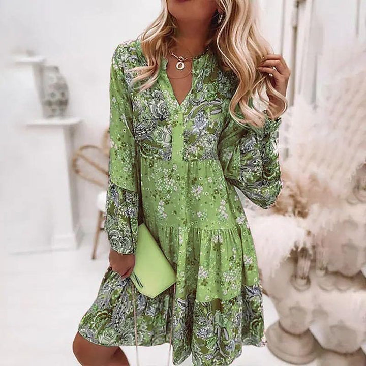Lexi | Women's Floral V-Neck Tiered Mini Dress
