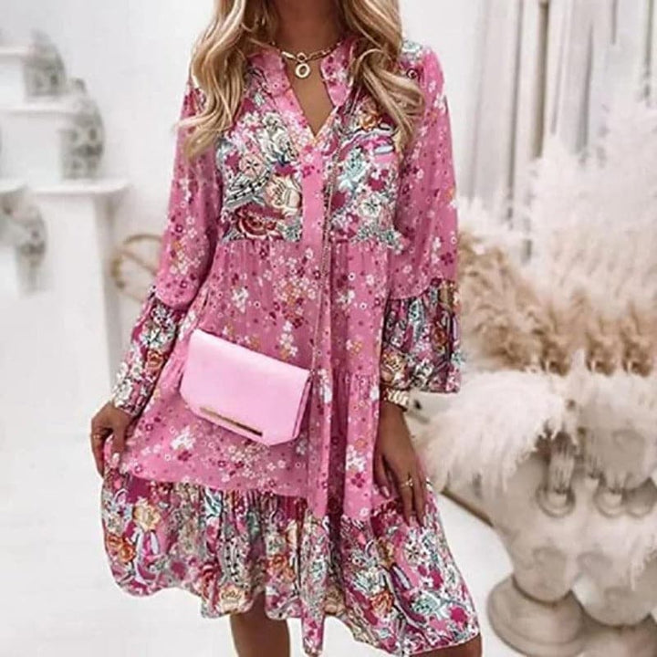 Lexi | Women's Floral V-Neck Tiered Mini Dress
