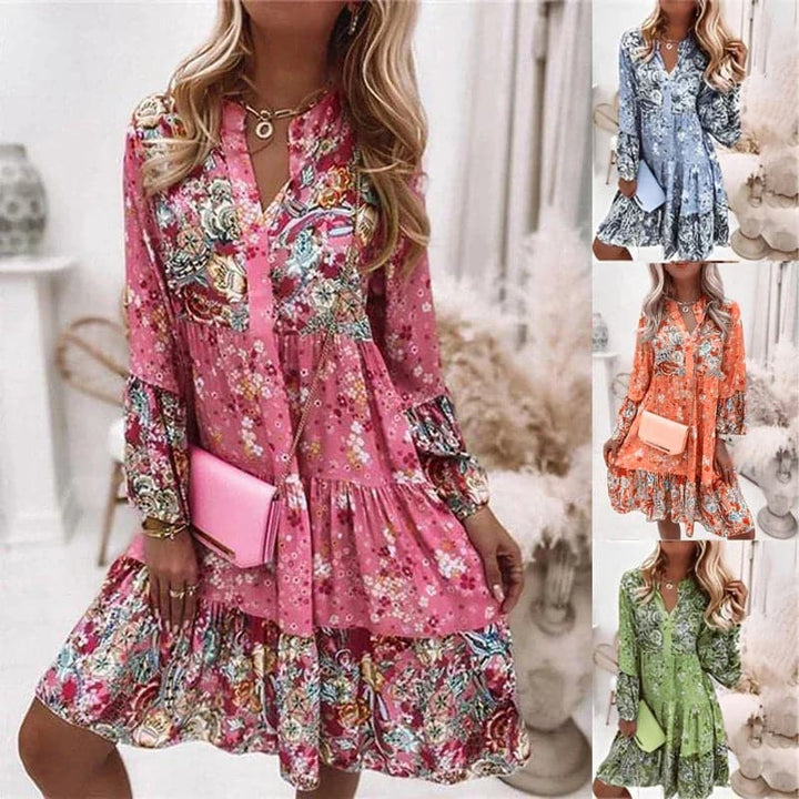 Lexi | Women's Floral V-Neck Tiered Mini Dress