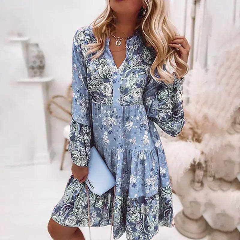 Lexi | Women's Floral V-Neck Tiered Mini Dress