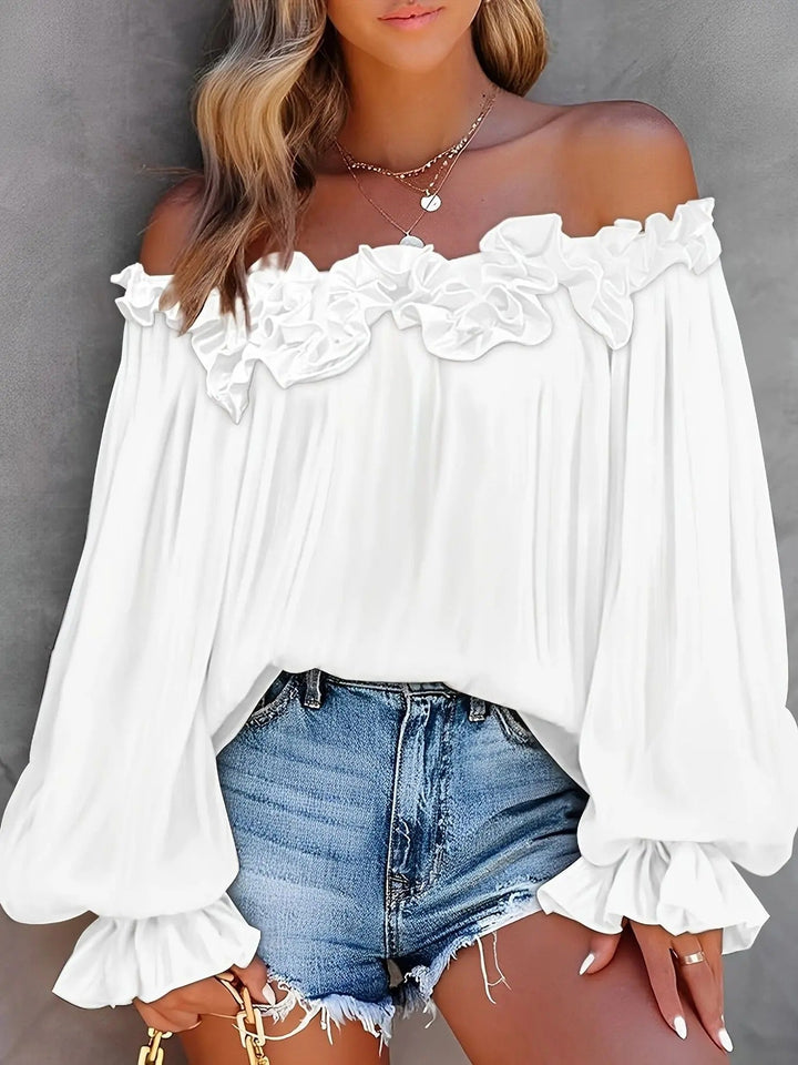 Libby | Women's Off-the-Shoulder Fringe Long Sleeve Blouse
