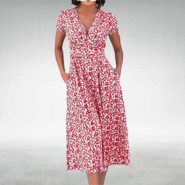 Liliana | Women's V-Neck Fit and Flare Midi Dress