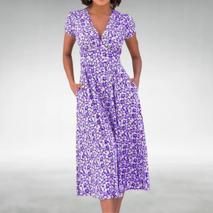 Liliana | Women's V-Neck Fit and Flare Midi Dress