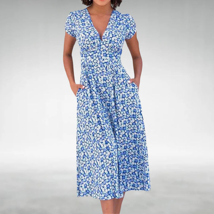 Liliana | Women's V-Neck Fit and Flare Midi Dress