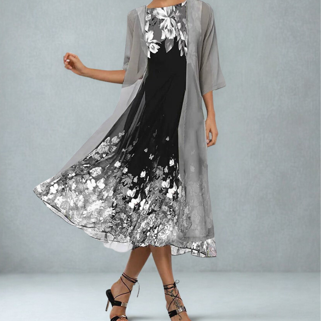 Linda | Women's Floral A-Line Midi Dress