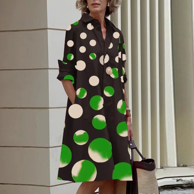Linda | Women's A-Line Midi Dress with Button-Down Design