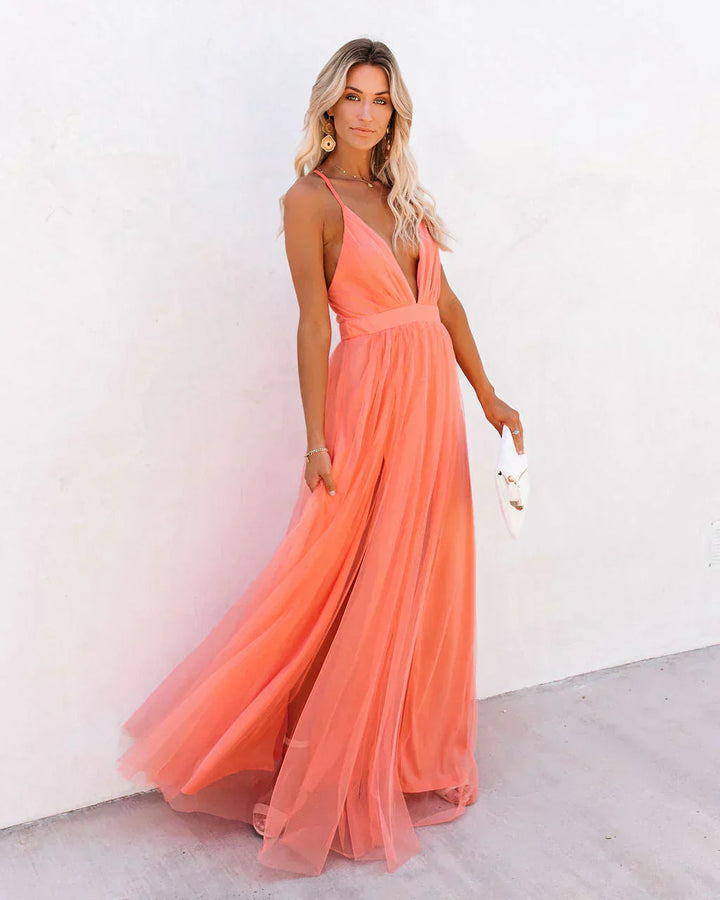 Lisa | Women's V-Neck A-Line Maxi Dress Alternative