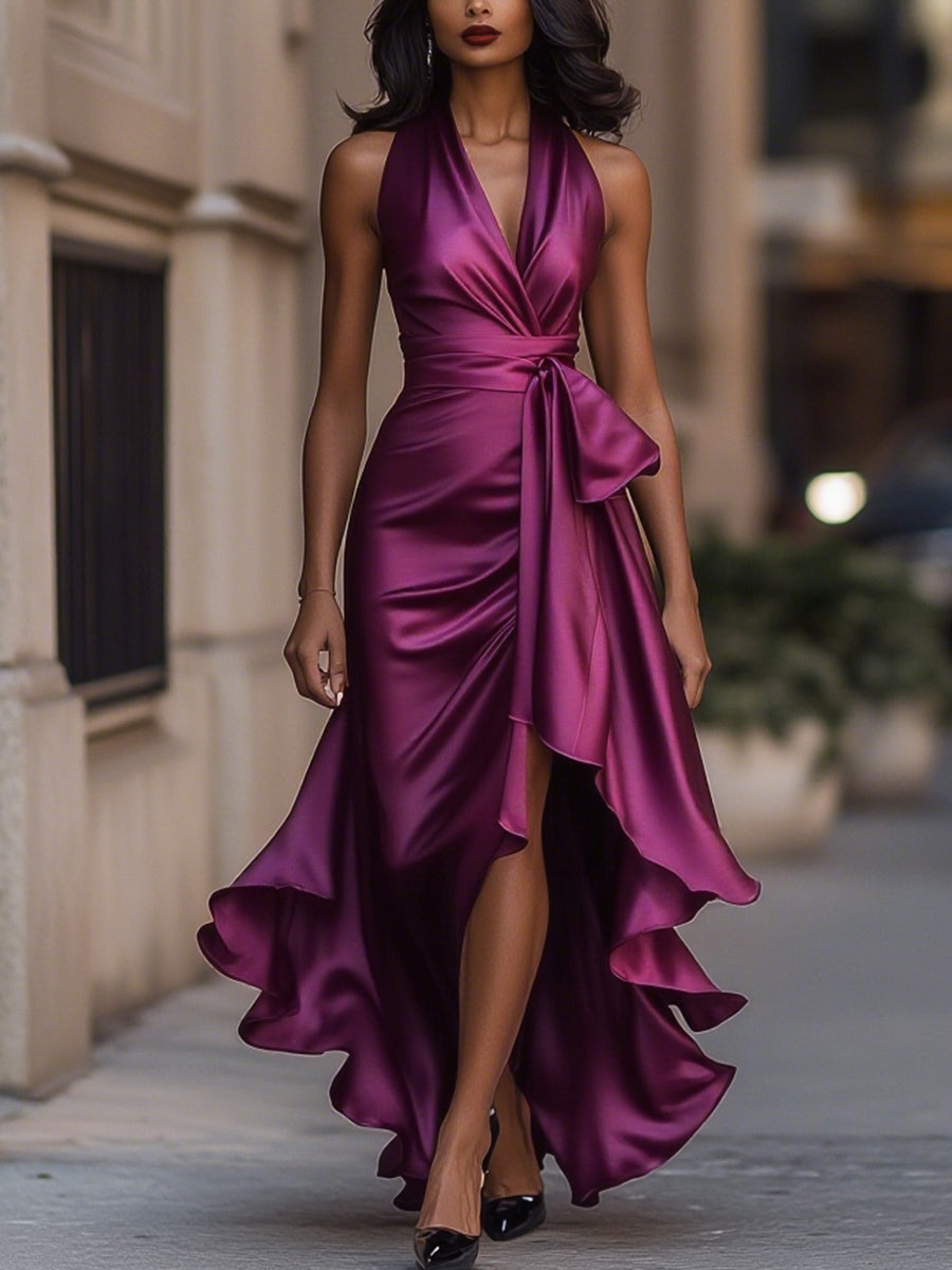 Lisa | Women's V-Neck Sleeveless Wrap Midi Dress Alternative
