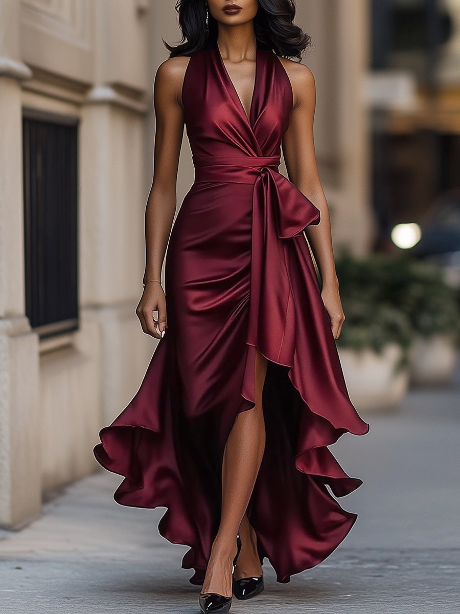 Lisa | Women's V-Neck Sleeveless Wrap Midi Dress Alternative