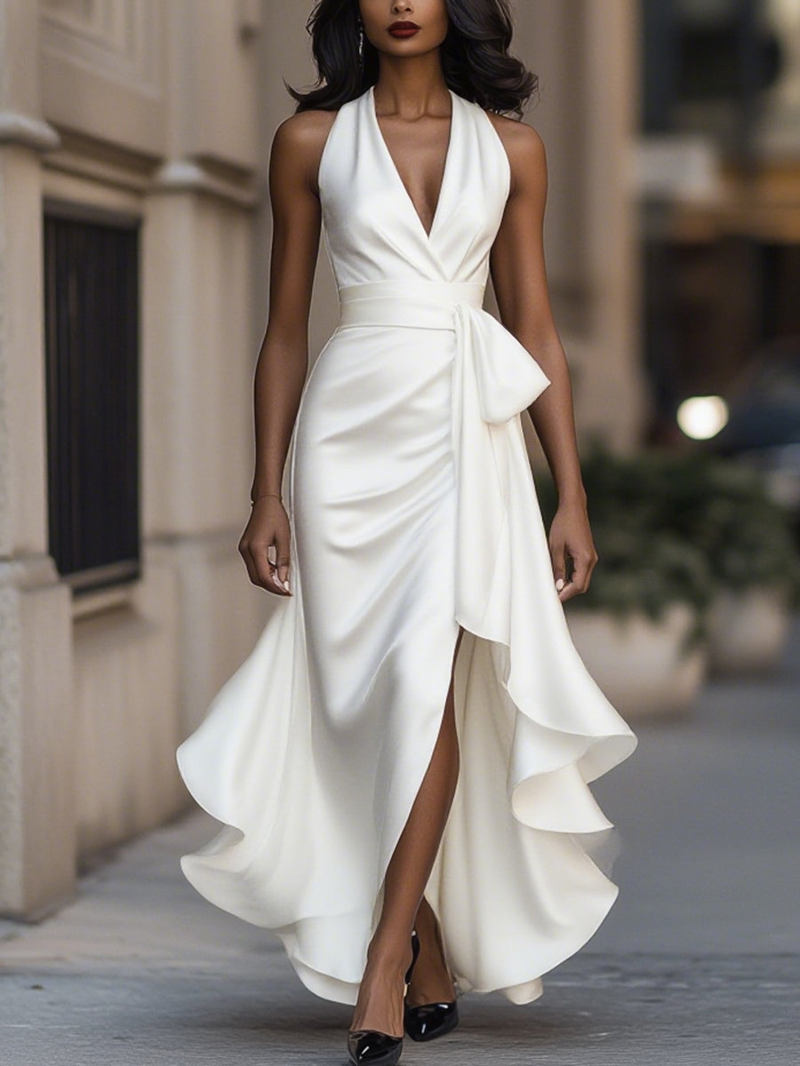 Lisa | Women's V-Neck Sleeveless Wrap Midi Dress Alternative