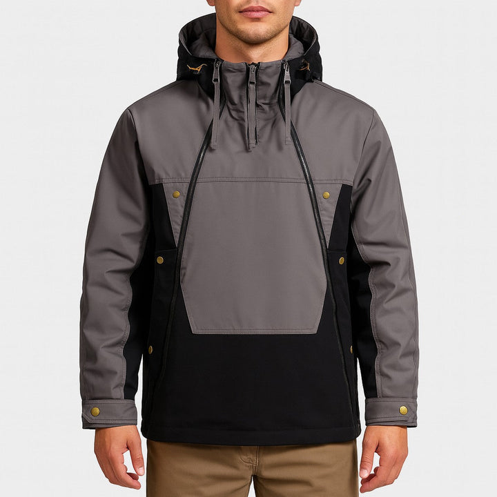 Men's Outdoor Windproof Waterproof Rain Jacket with Hood and Pockets