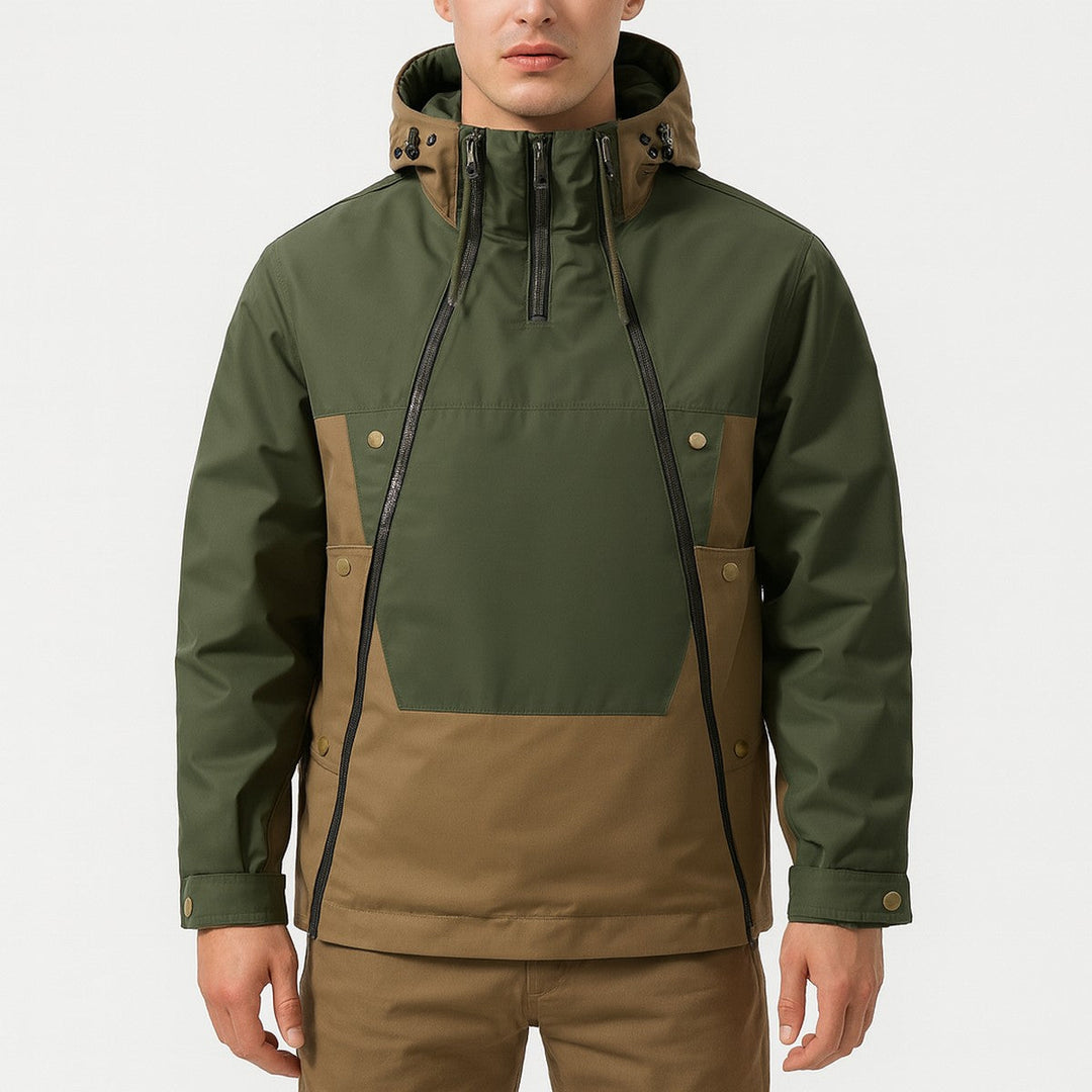 Men's Outdoor Windproof Waterproof Rain Jacket with Hood and Pockets