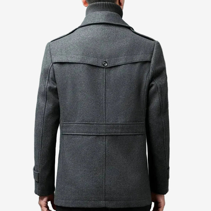 Men's Wool Blend Peacoat with Double Breasted Button Closure