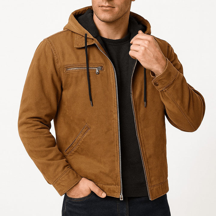 Men's Fleece Lined Winter Jacket with Quilted Design and Stand Collar