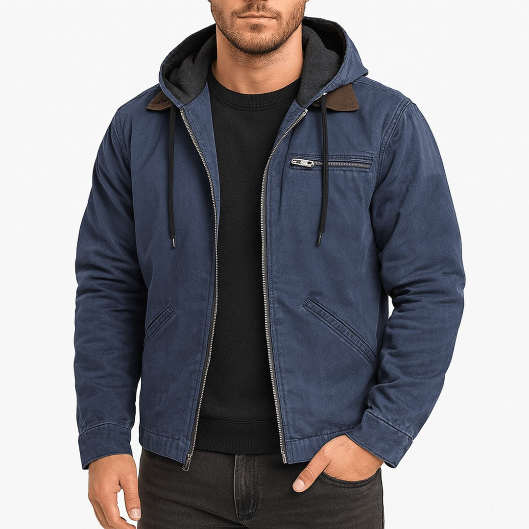 Men's Fleece Lined Winter Jacket with Quilted Design and Stand Collar