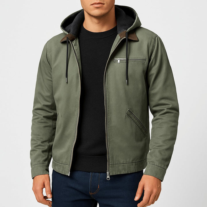Men's Fleece Lined Winter Jacket with Quilted Design and Stand Collar
