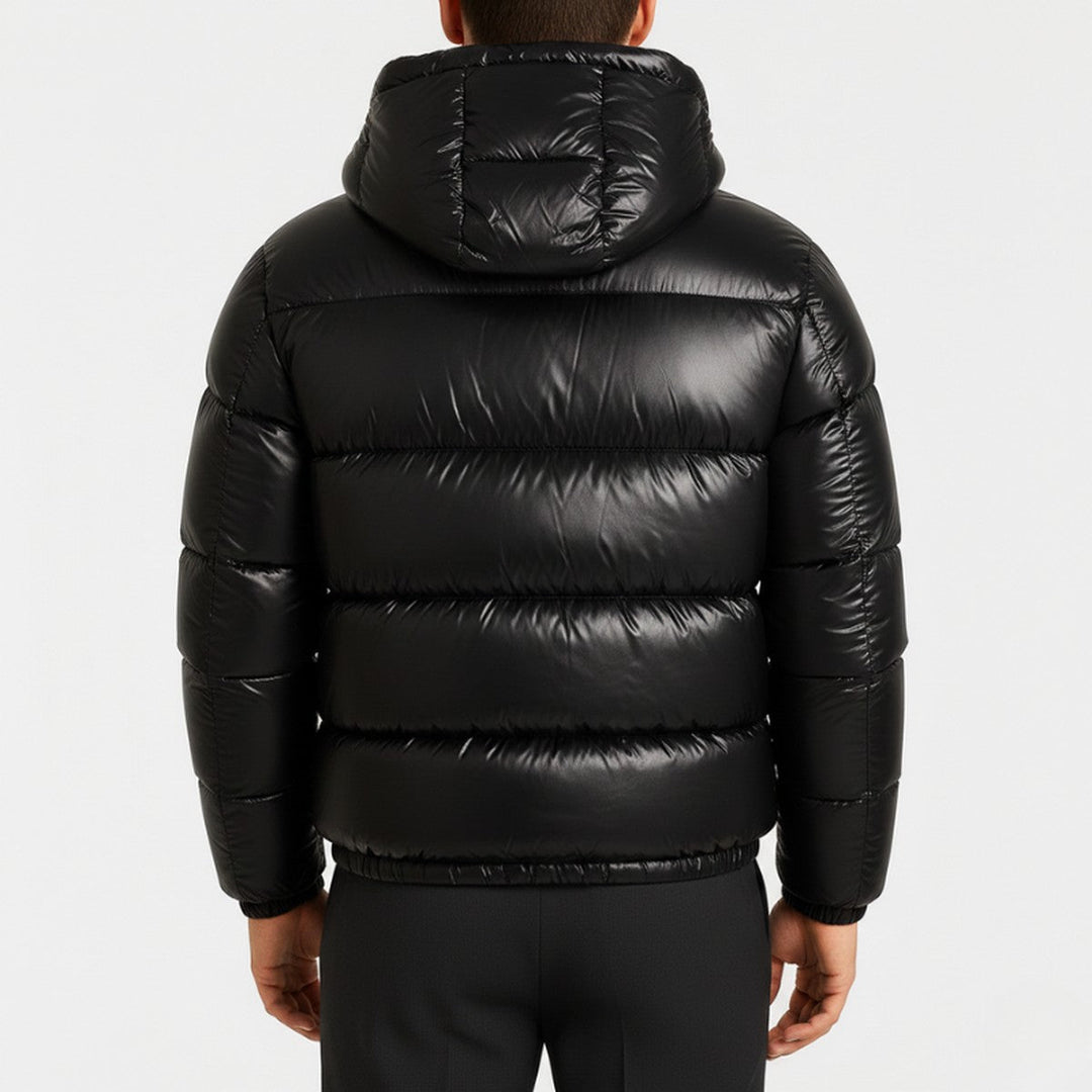 Men's Winter Puffer Coat with Faux Fur Hood and Diamond Quilting