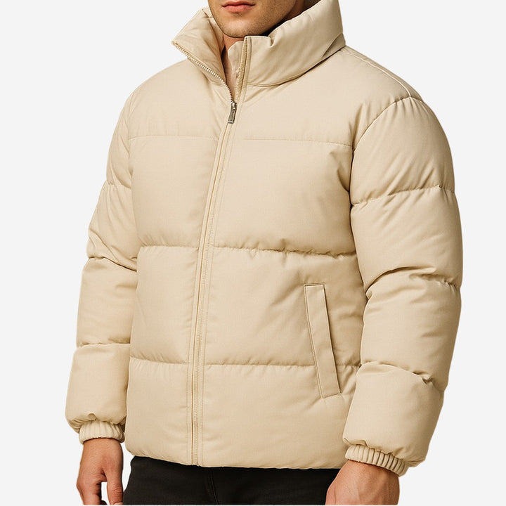 Men's Hooded Winter Puffer Jacket with Faux Fur Trim and Insulation
