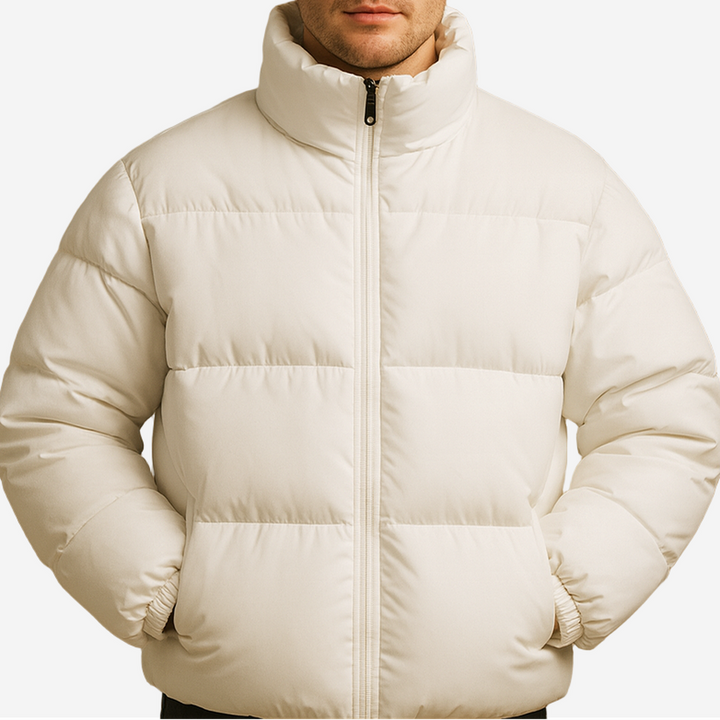 Men's Hooded Winter Puffer Jacket with Faux Fur Trim and Insulation