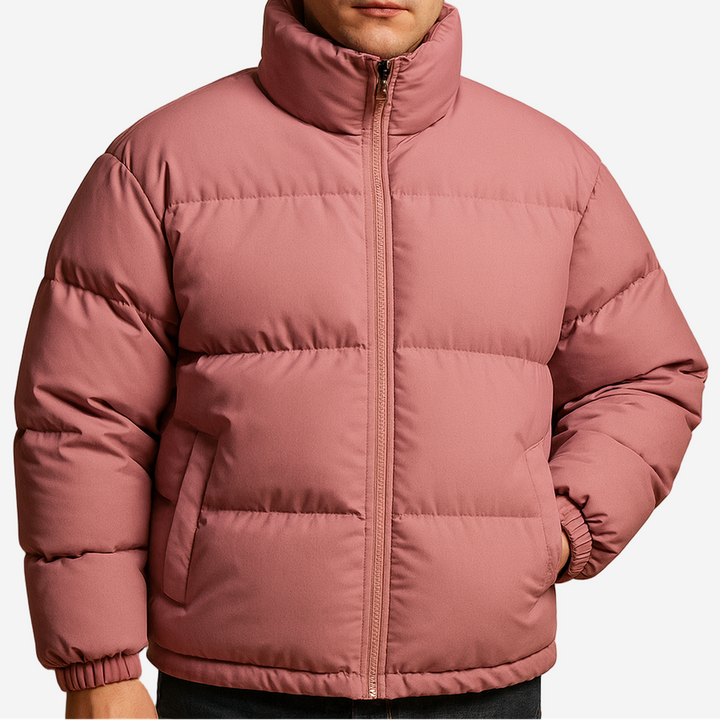 Men's Hooded Winter Puffer Jacket with Faux Fur Trim and Insulation