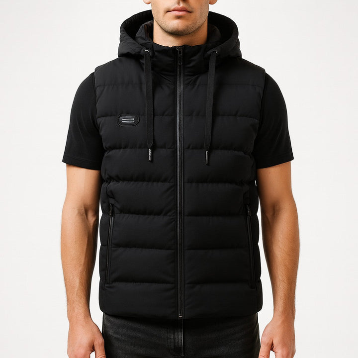 Men's Electric Heated Puffer Vest with Detachable Hood & USB Heating