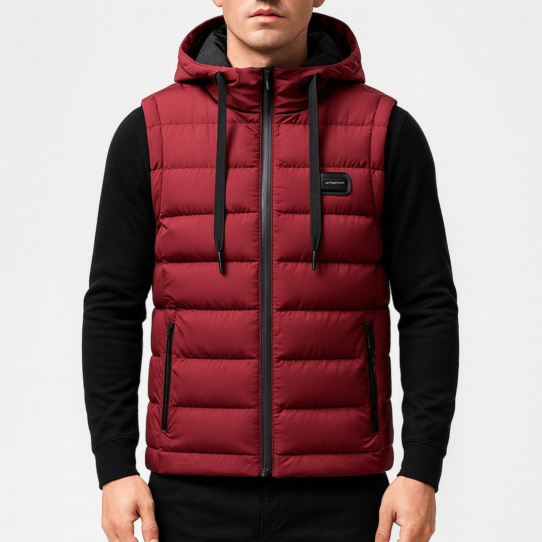 Men's Electric Heated Puffer Vest with Detachable Hood & USB Heating