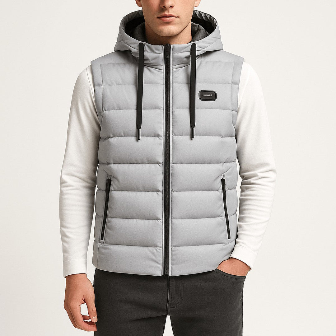 Men's Electric Heated Puffer Vest with Detachable Hood & USB Heating