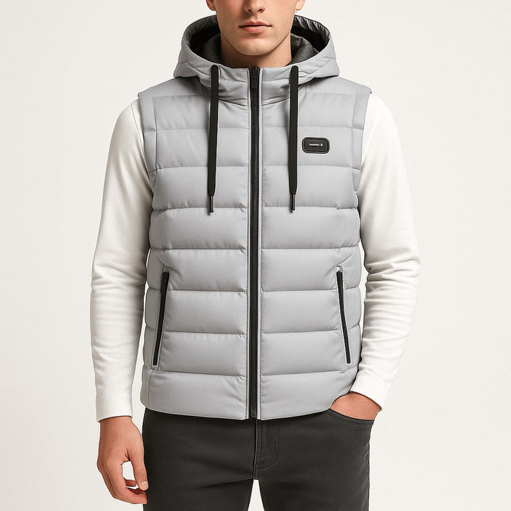 Men's Electric Heated Puffer Vest with Detachable Hood & USB Heating