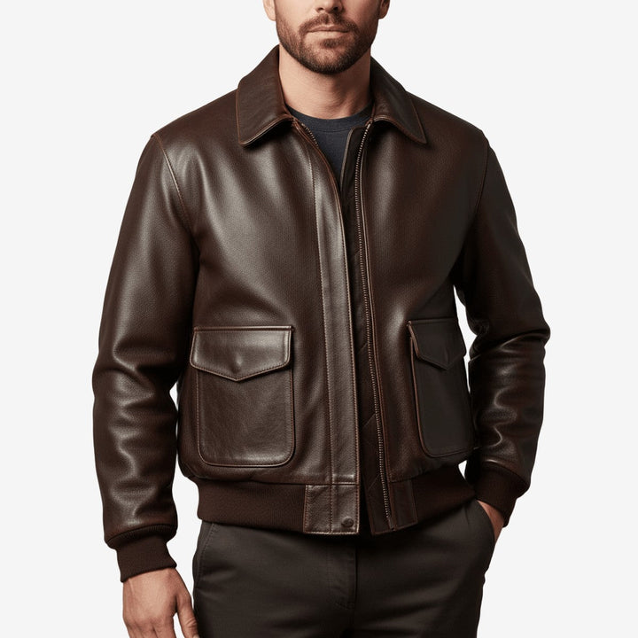 Men's Suede Aviator Jacket with Fur Collar and Cozy Lining