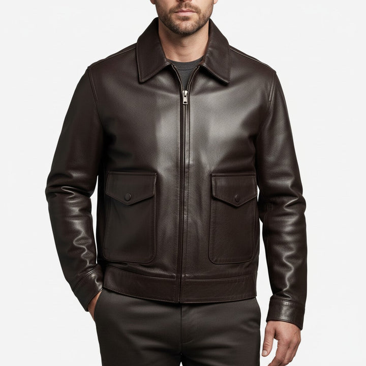 Men's Suede Aviator Jacket with Fur Collar and Cozy Lining
