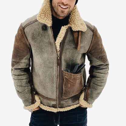 Miesten teddyfleece-takki - täyspitkä vetoketju, pystykaulus ja taskut