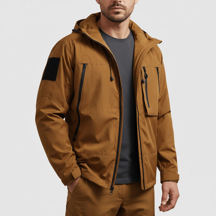 Men's Fleece Zip-Up Hooded Jacket with Contrast Pocket
