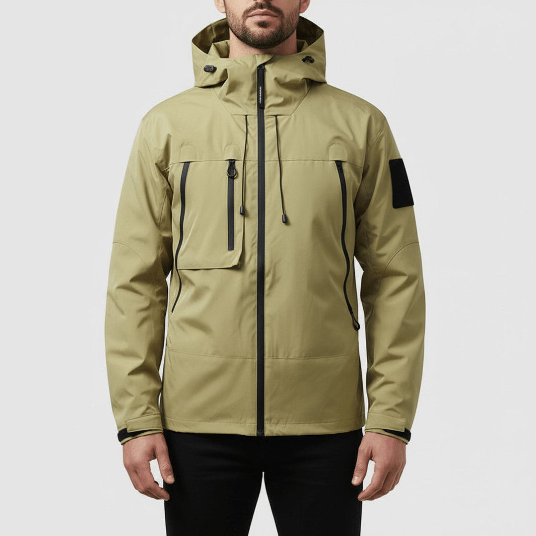 Men's Fleece Zip-Up Hooded Jacket with Contrast Pocket