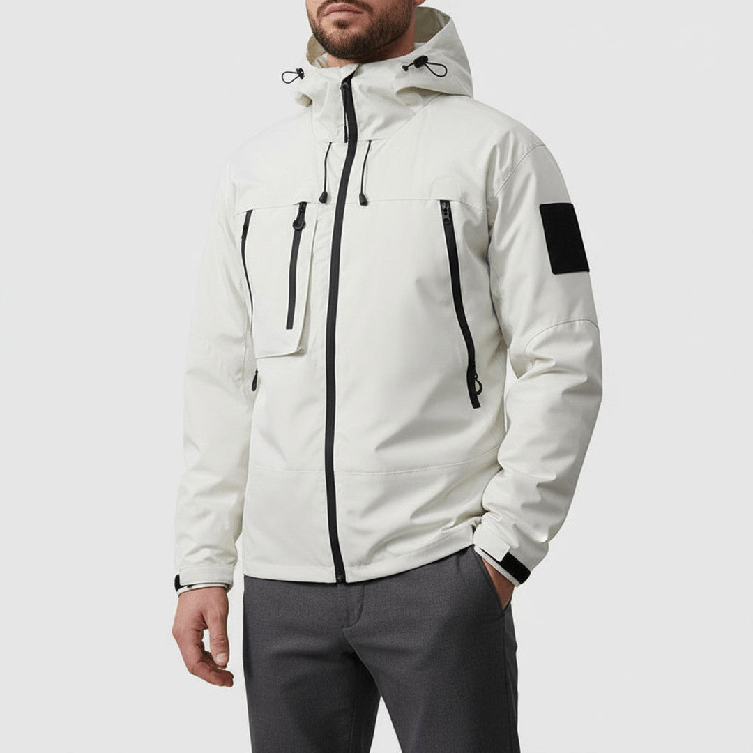Men's Fleece Zip-Up Hooded Jacket with Contrast Pocket