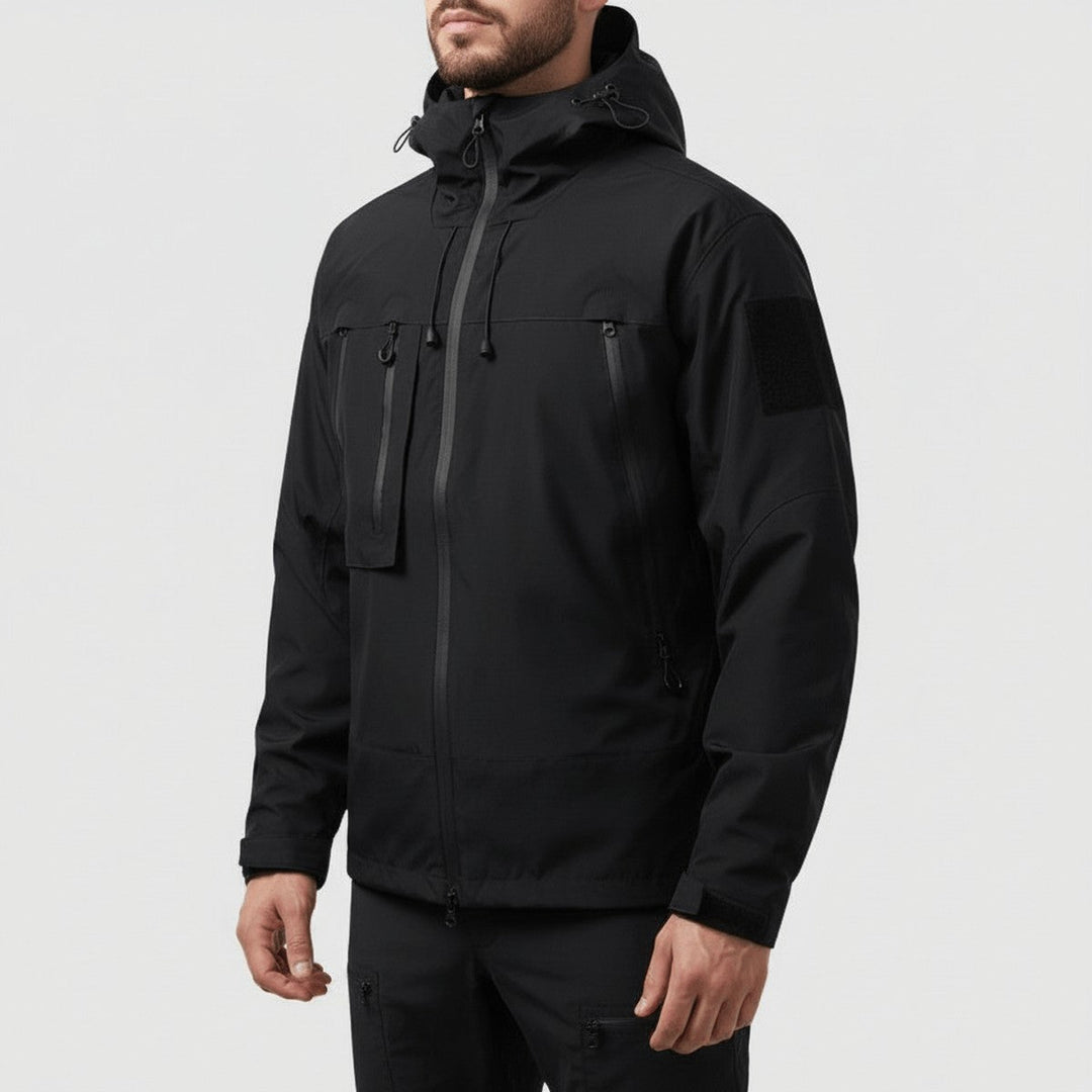Men's Fleece Zip-Up Hooded Jacket with Contrast Pocket