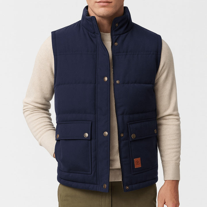 Men's Lightweight Padded Puffer Vest with Zipper Pockets