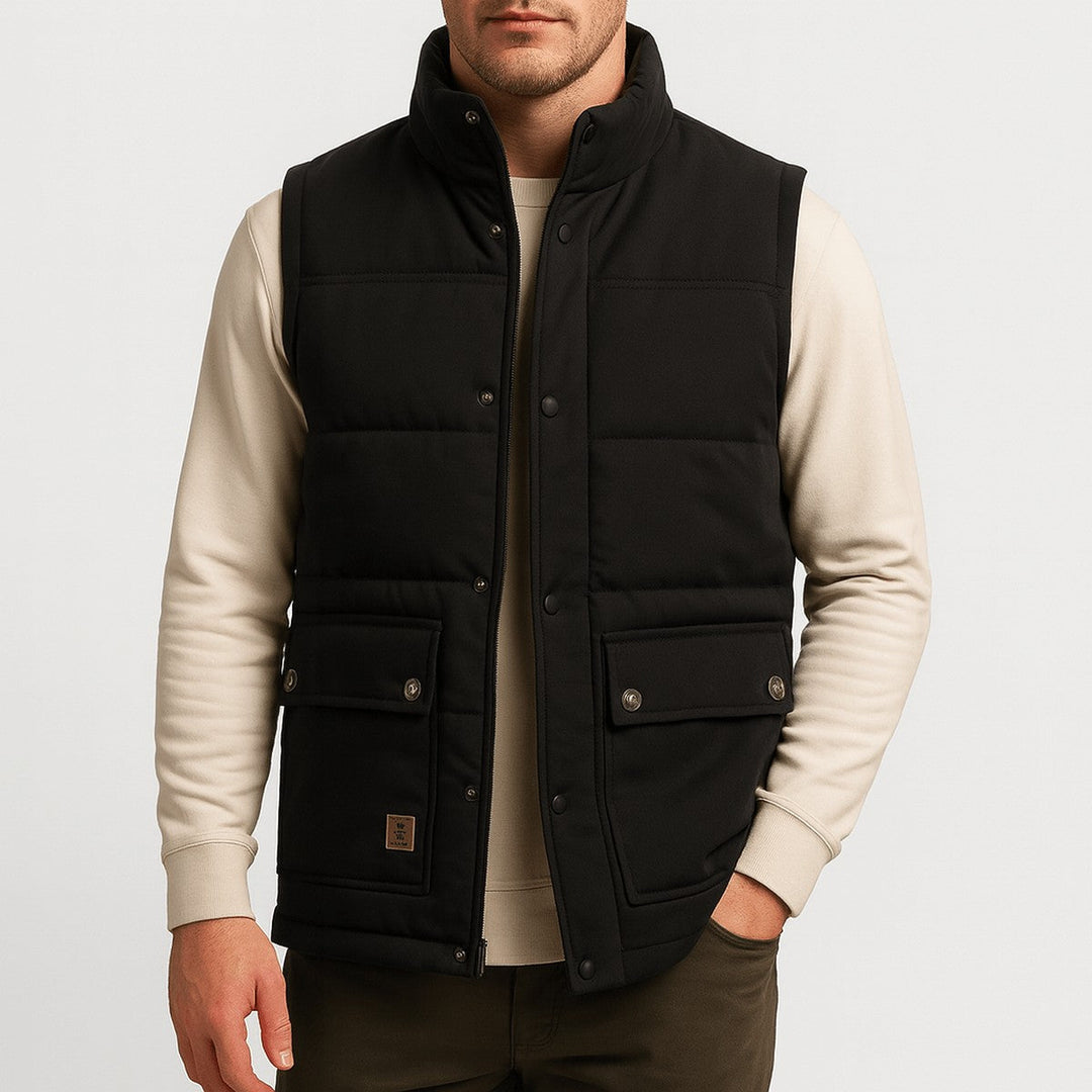 Men's Lightweight Padded Puffer Vest with Zipper Pockets