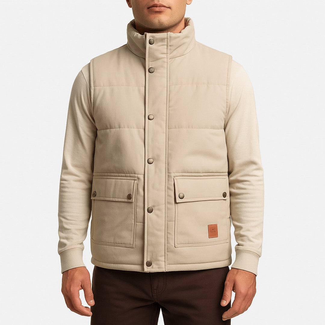 Men's Lightweight Padded Puffer Vest with Zipper Pockets