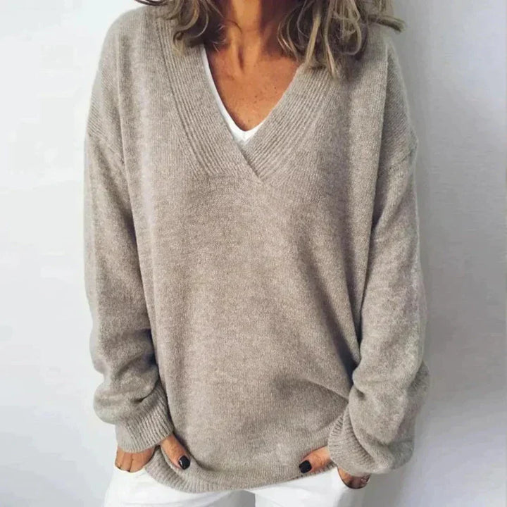 Women's Stylish Loose V-Neck Sweater for Comfort and Elegance